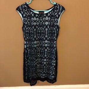 Blue dress with lace overlay